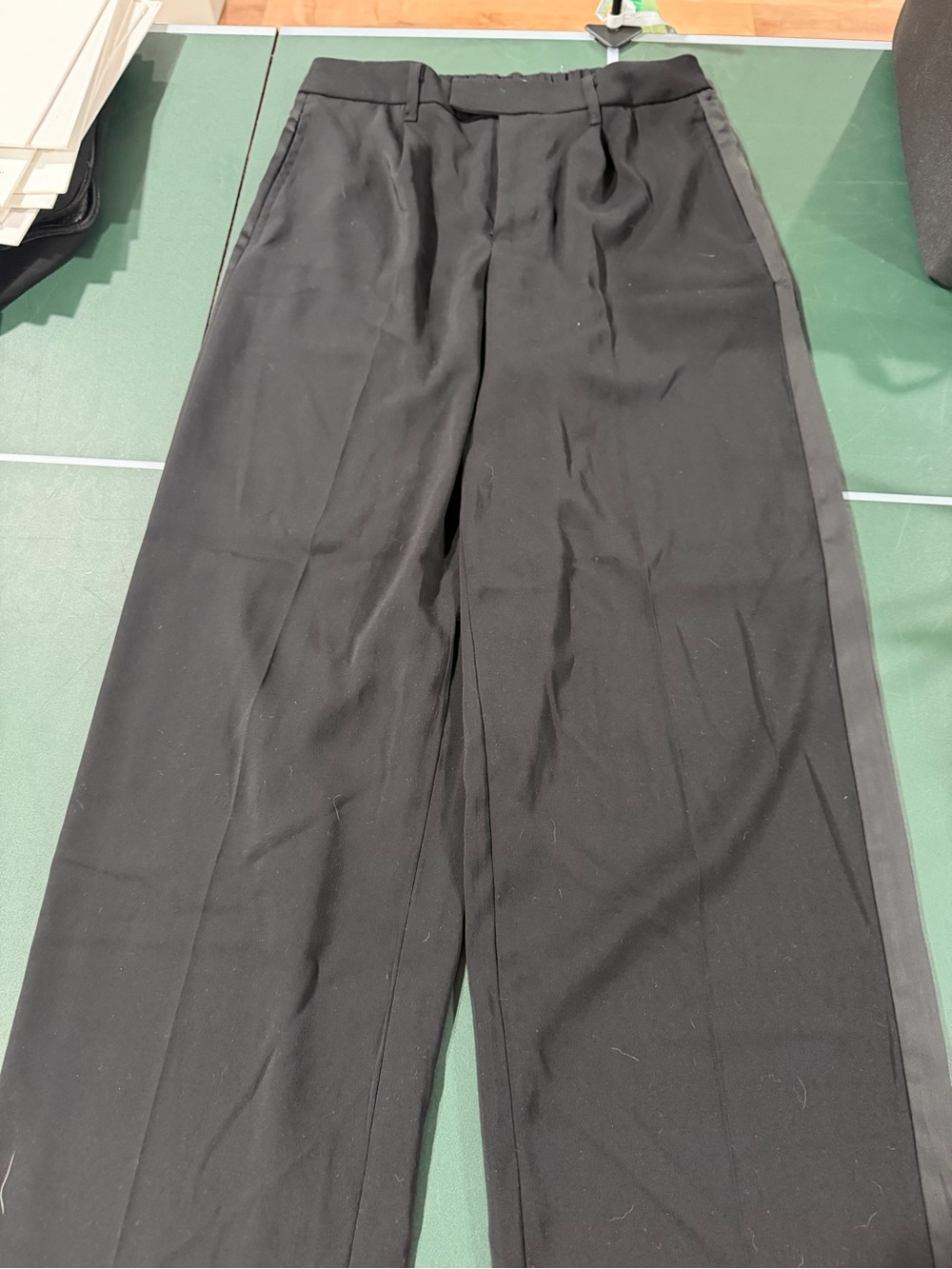 a new day Black Wide-Leg Trousers with Side Stripe
